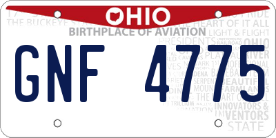 OH license plate GNF4775