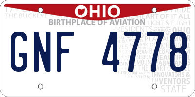 OH license plate GNF4778