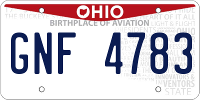 OH license plate GNF4783