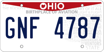 OH license plate GNF4787