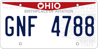 OH license plate GNF4788