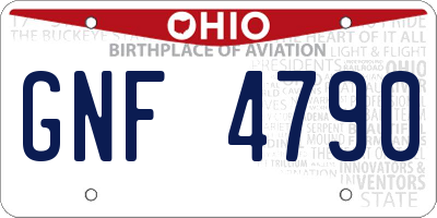 OH license plate GNF4790