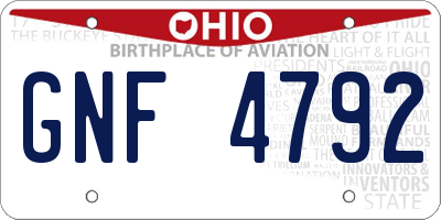 OH license plate GNF4792
