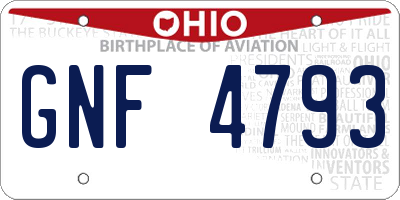 OH license plate GNF4793