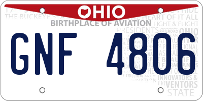 OH license plate GNF4806