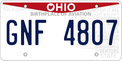 OH license plate GNF4807