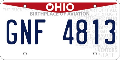 OH license plate GNF4813