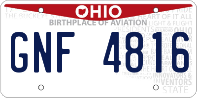 OH license plate GNF4816