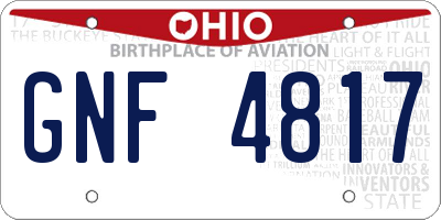 OH license plate GNF4817