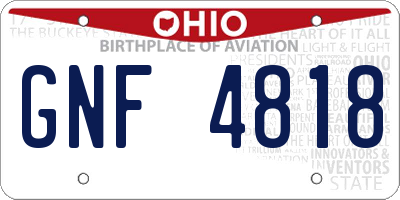 OH license plate GNF4818