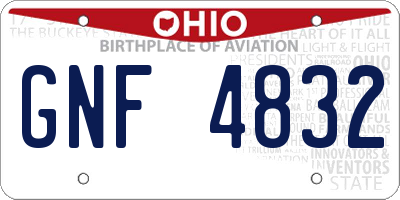 OH license plate GNF4832