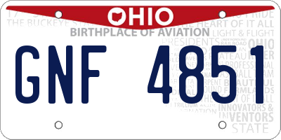 OH license plate GNF4851