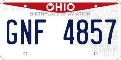 OH license plate GNF4857