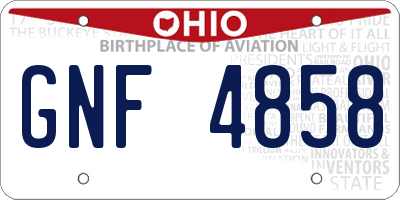 OH license plate GNF4858
