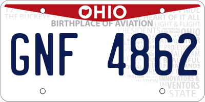 OH license plate GNF4862
