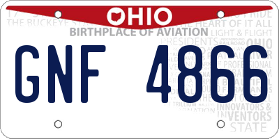 OH license plate GNF4866