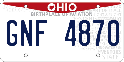 OH license plate GNF4870