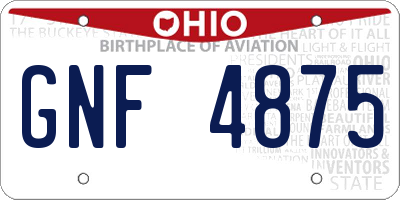 OH license plate GNF4875