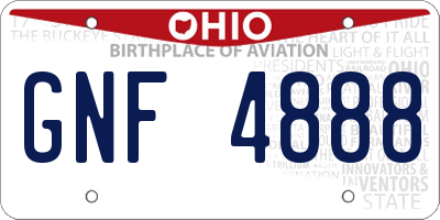 OH license plate GNF4888