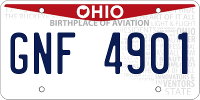 OH license plate GNF4901