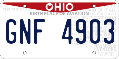 OH license plate GNF4903