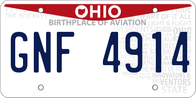 OH license plate GNF4914