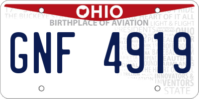 OH license plate GNF4919
