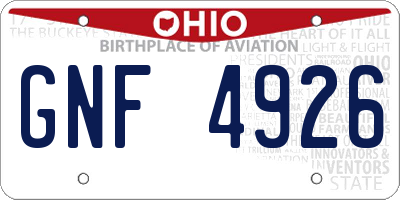 OH license plate GNF4926