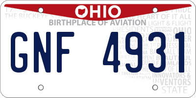 OH license plate GNF4931