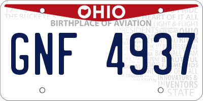OH license plate GNF4937