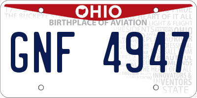 OH license plate GNF4947