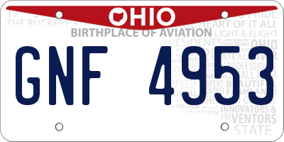 OH license plate GNF4953