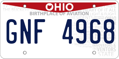 OH license plate GNF4968