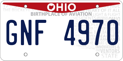 OH license plate GNF4970