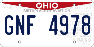 OH license plate GNF4978
