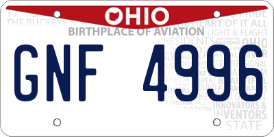 OH license plate GNF4996
