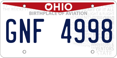 OH license plate GNF4998
