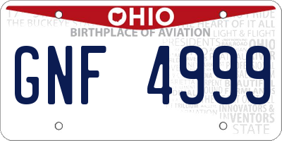 OH license plate GNF4999