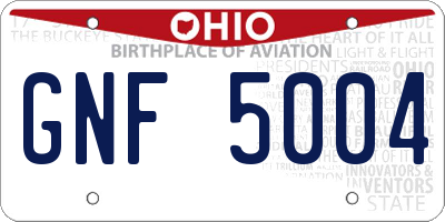 OH license plate GNF5004