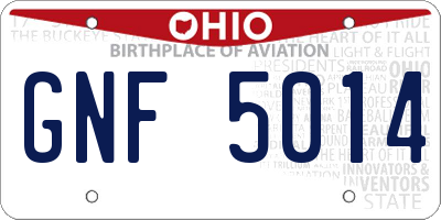 OH license plate GNF5014