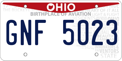 OH license plate GNF5023