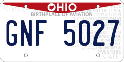 OH license plate GNF5027