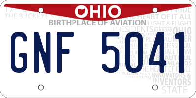 OH license plate GNF5041