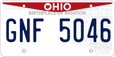 OH license plate GNF5046