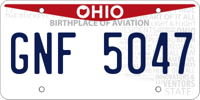 OH license plate GNF5047