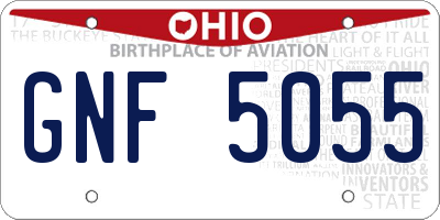 OH license plate GNF5055