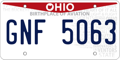 OH license plate GNF5063