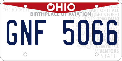OH license plate GNF5066