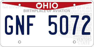 OH license plate GNF5072