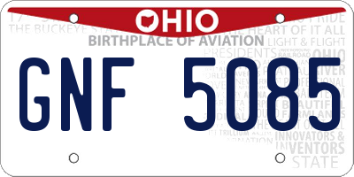 OH license plate GNF5085